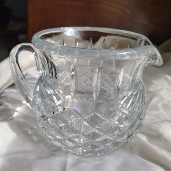 Vintage Cut Glass Pitcher With Diamond & Starburst Pattern - Picture 2 of 6